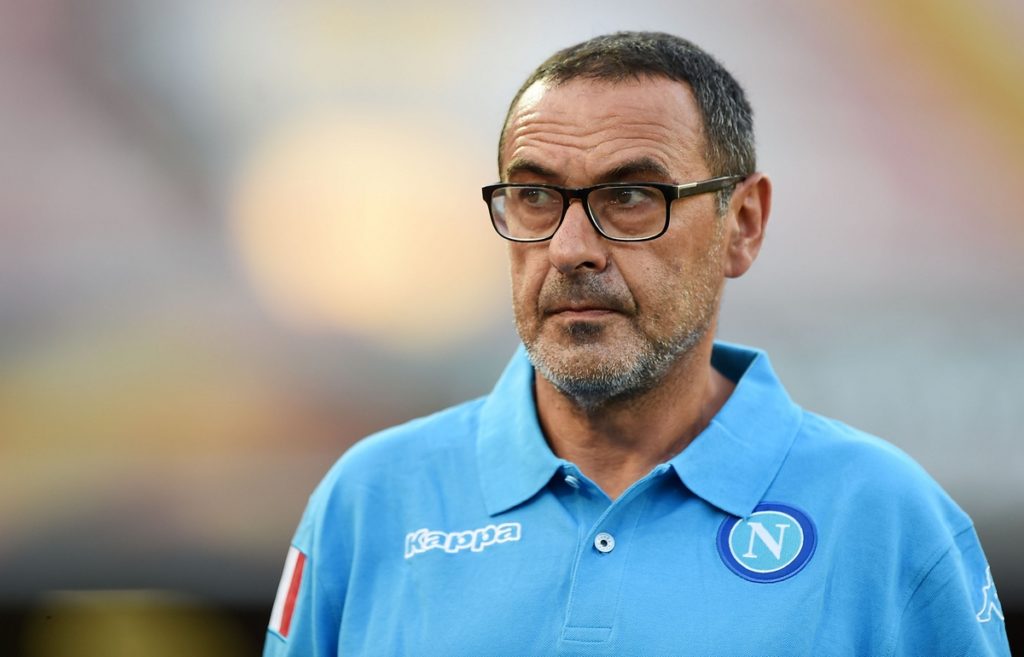 NAPLES, ITALY - SEPTEMBER 17: Napoli's coach Maurizio Sarri looks on during the UEFA Europa League match between Napoli and Club Brugge KV on September 17, 2015 in Naples, Italy. (Photo by Francesco Pecoraro/Getty Images)